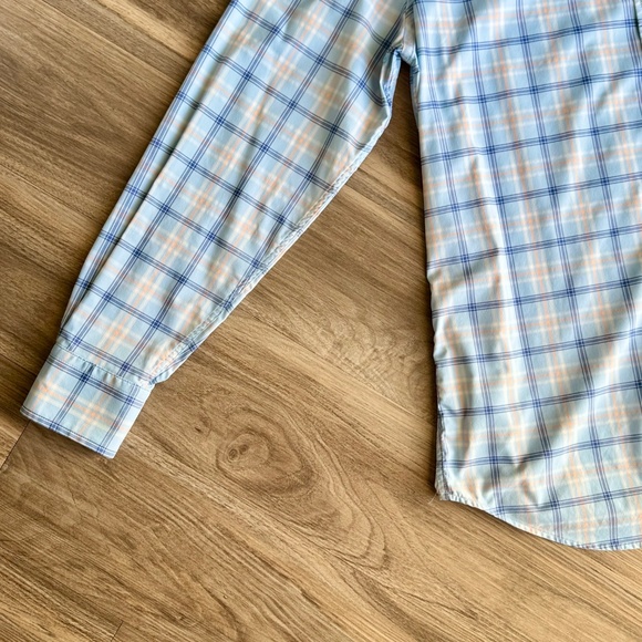 Southern Tide Medium Performance Button Down Shirt Light Blue Plaid - Picture 10 of 14